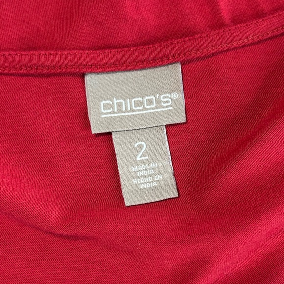 5/$15 Chicos Red Sequin Embellished Top Shirt Size 2 Large - Picture 5 of 7